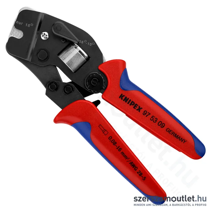 KNIPEX Önbeállító krimpelő fogó érvéghüvelyekhez, elülső bevezetés, 190mm (97 53 09 SB)