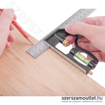 EXTOL Asztalos kombinált derékszög/vízmérték/vonalzó 300mm
