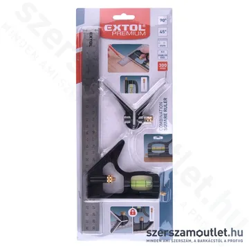 EXTOL Asztalos kombinált derékszög/vízmérték/vonalzó 300mm