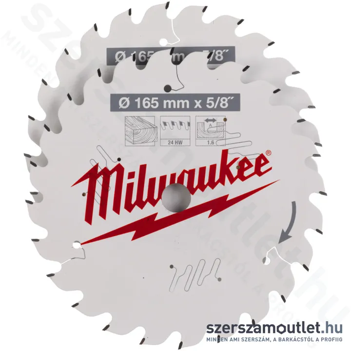 MILWAUKEE Körfűrészlap készlet körfűrészhez 2x165x24T/24T (2db) (4932479836)
