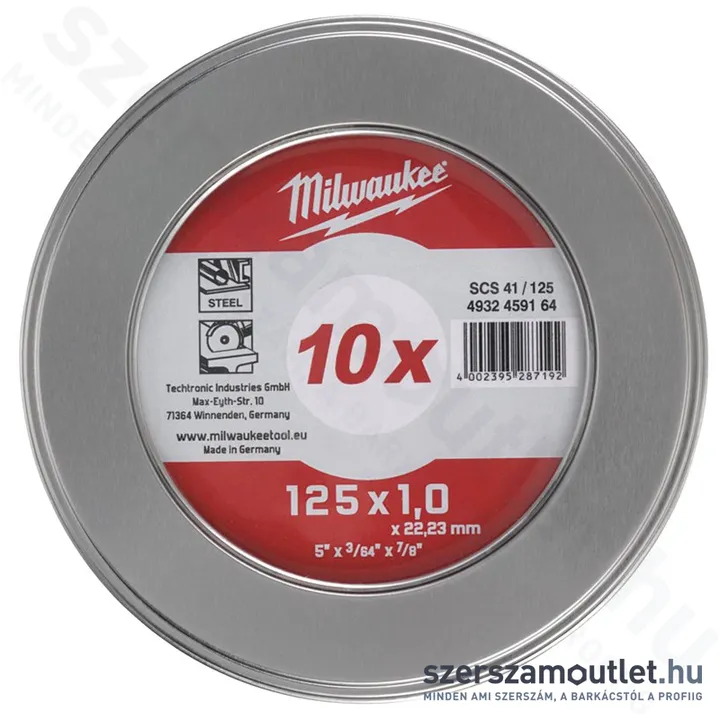 MILWAUKEE PRO+ 125x1,0 Inox vágókorong fém dobozban SCS 41/125 (10db) (4932478998)