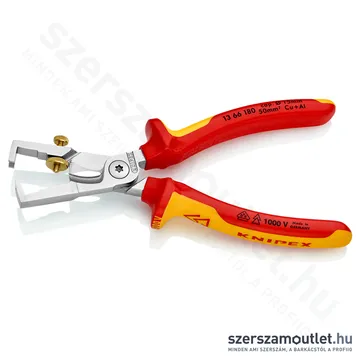 KNIPEX Csupaszító fogó kábelvágó ollóval 180mm (13 66 180)