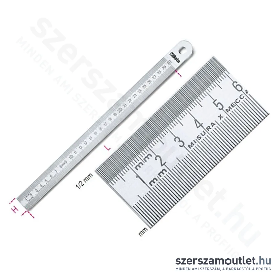 BETA 1683 Félmerev skálás vonalzó, rozsdamentes acélból 30x500mm