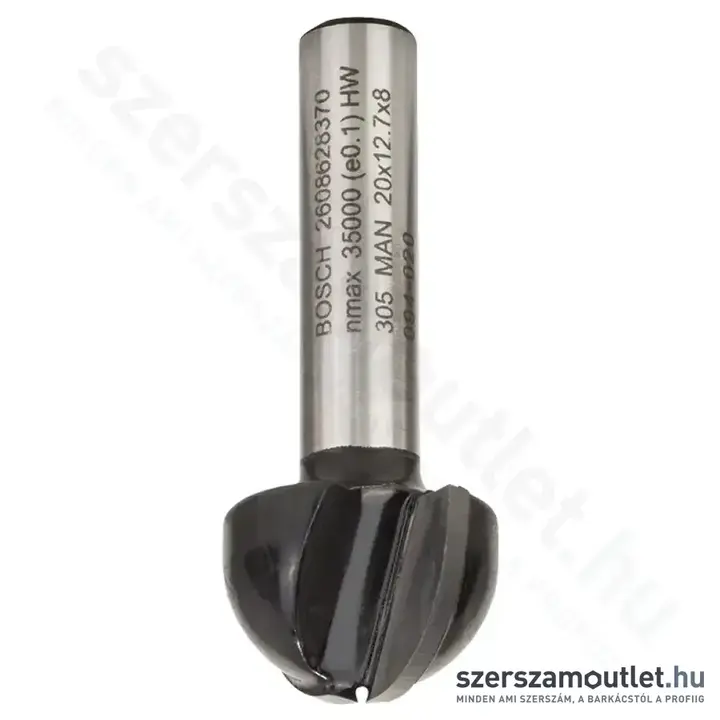 BOSCH Standard for Wood keményfém homorulatmaró (2 vágóél) ø 8 mm, R1 10 mm, D 20 mm, L 12,4 mm