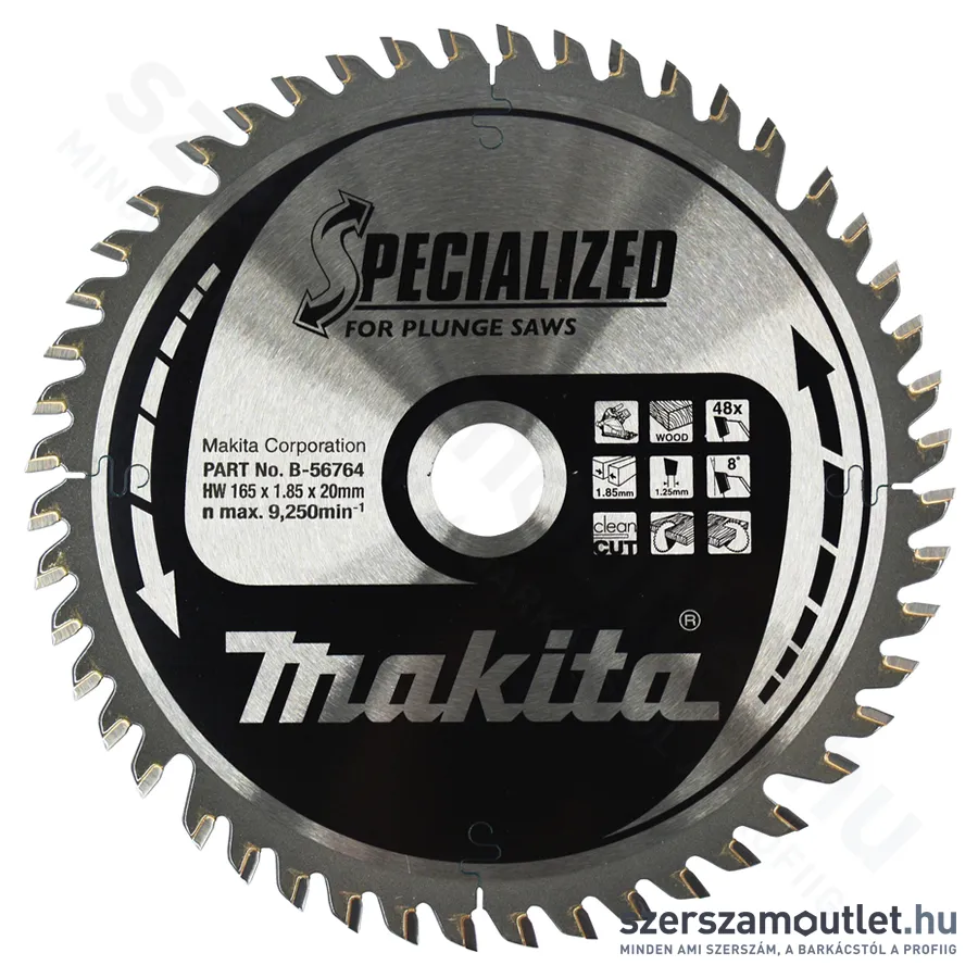 MAKITA SPECIALIZED Körfűrésztárcsa merülő fűrészhez 165x20 mm Z48 BEFEJEZŐ (B-56764)