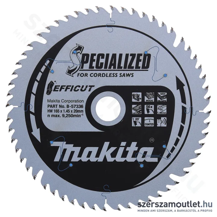 MAKITA SPECIALIZED Körfűrésztárcsa merülő fűrészhez 165x20 mm Z56 (B-57336)