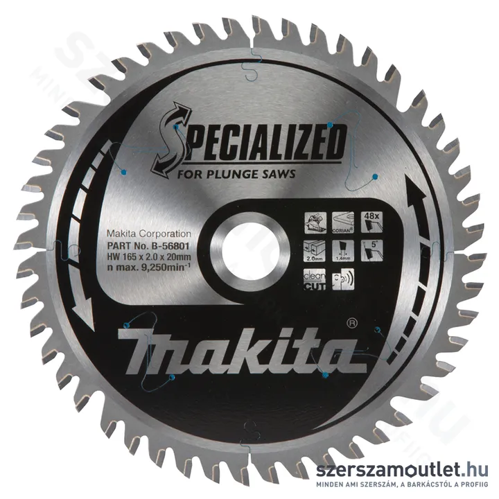 MAKITA SPECIALIZED (CORIAN) Körfűrésztárcsa 165x20mm Z48 (B-56801)