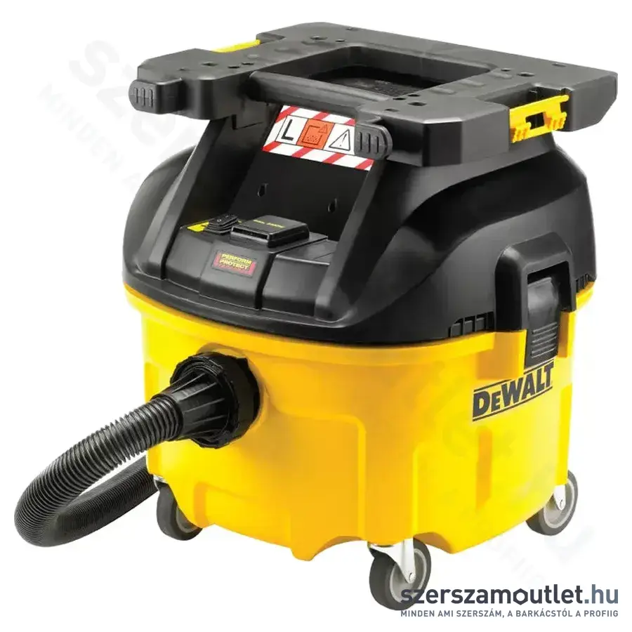 DEWALT DWV901LT Ipari száraz-nedves porszívó TSTAK rögzítőfelülettel, L porosztály, 30l, 1400W/230V