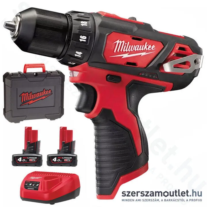 MILWAUKEE M12 BDD-402C Akkus fúró-csavarbehajtó kofferben (38Nm/2x4,0Ah/12V) (4933441925)