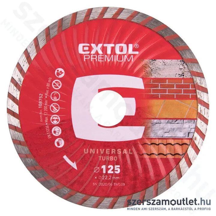 EXTOL Gyémánttárcsa turbo (gránit/kerámia) 115mm