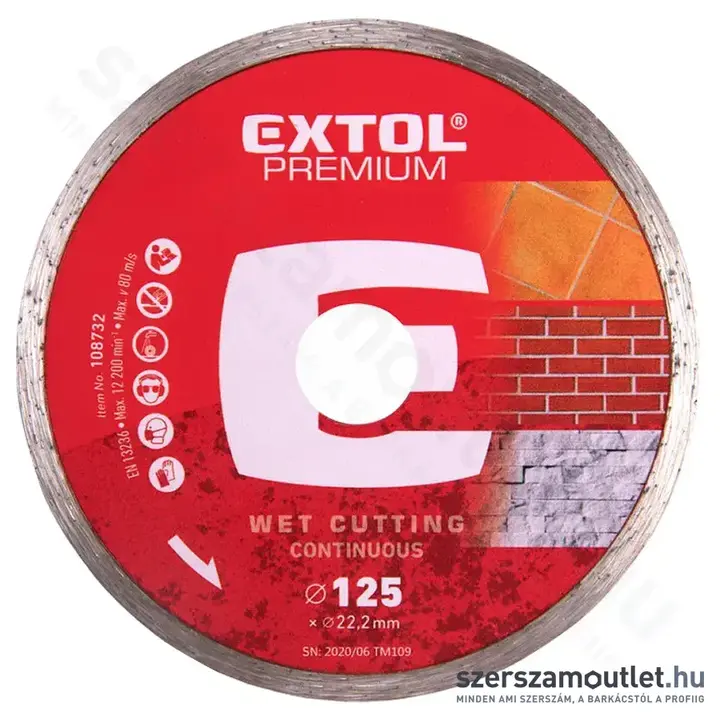 EXTOL Gyémánttárcsa folytonos élű 125mm