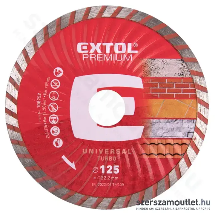 EXTOL Gyémánttárcsa turbo (gránit/kerámia) 125mm