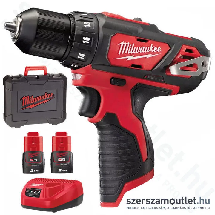 MILWAUKEE M12 BDD-202C Akkus fúró-csavarbehajtó kofferben (30Nm/2x2,0Ah/12V) (4933441915)