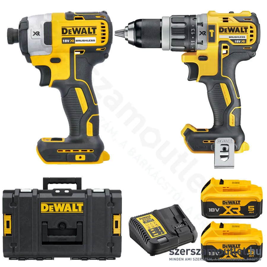 DEWALT DCK266P2-QW Szénkefementes akkus gépszett, DCD796 + DCF887, DS150 kofferben (2x5,0Ah/18V)