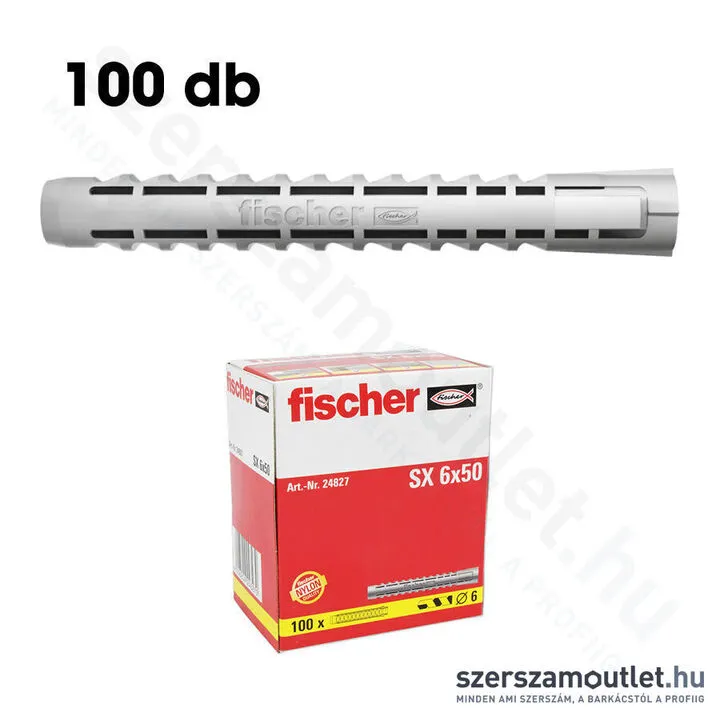 FISCHER SX Műanyag dübel 6x50mm perem nélkül [100db/doboz] (24827)