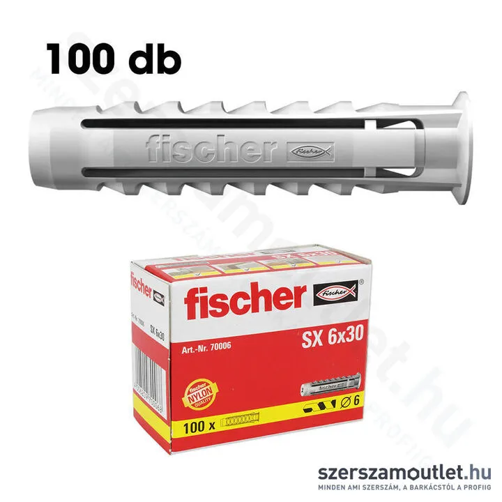 FISCHER SX Műanyag dübel 6x30mm peremmel [100db/doboz] (70006)