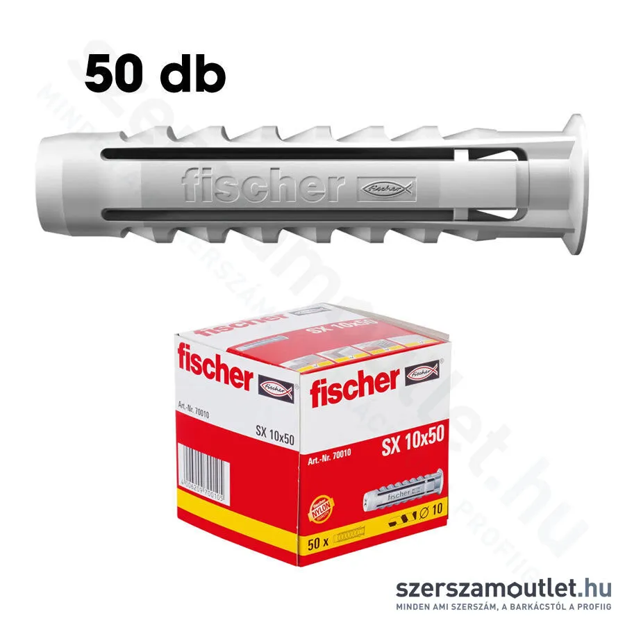 FISCHER SX Műanyag dübel 10x50mm peremmel [50db/doboz] (70010)