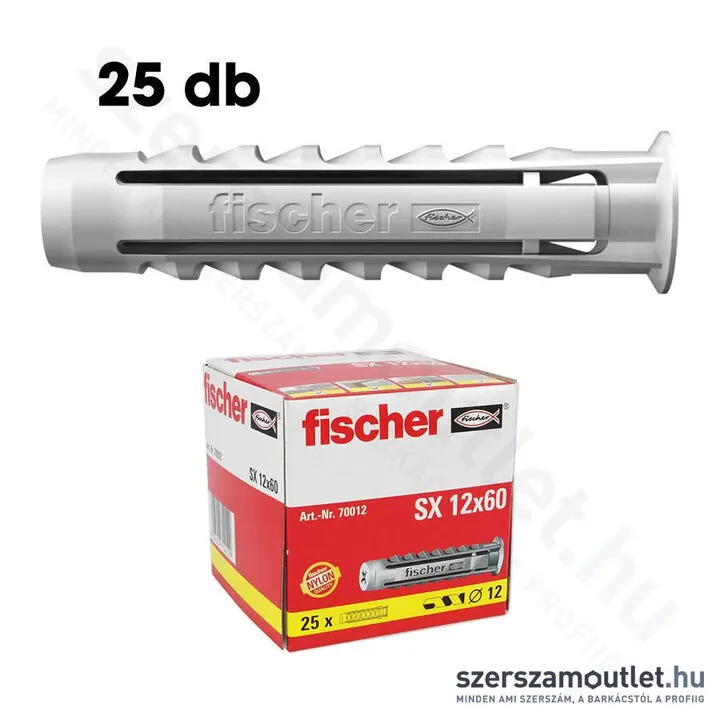 FISCHER SX Műanyag dübel 12x60mm peremmel [25db/doboz] (70012)