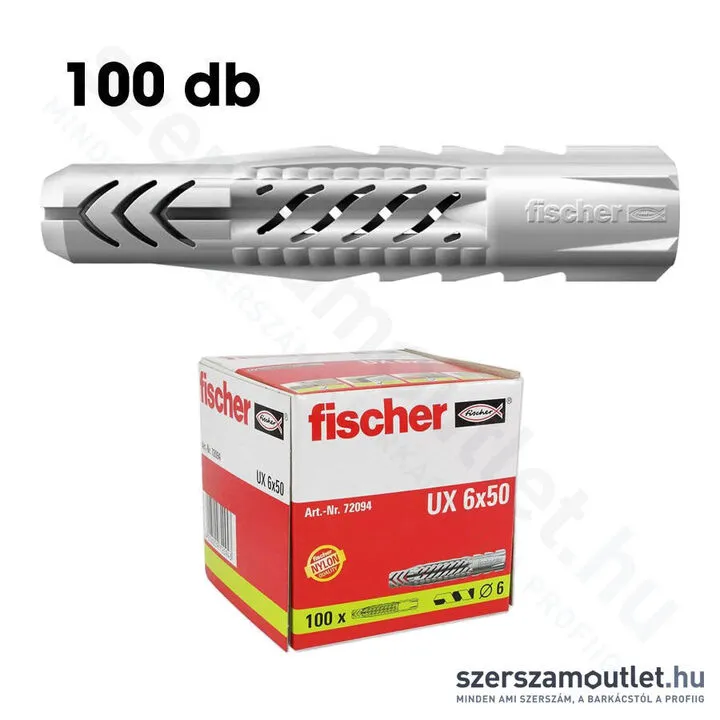 FISCHER UX Univerzális műanyag dübel perem nélkül 6x50mm [100db/doboz] (72094)