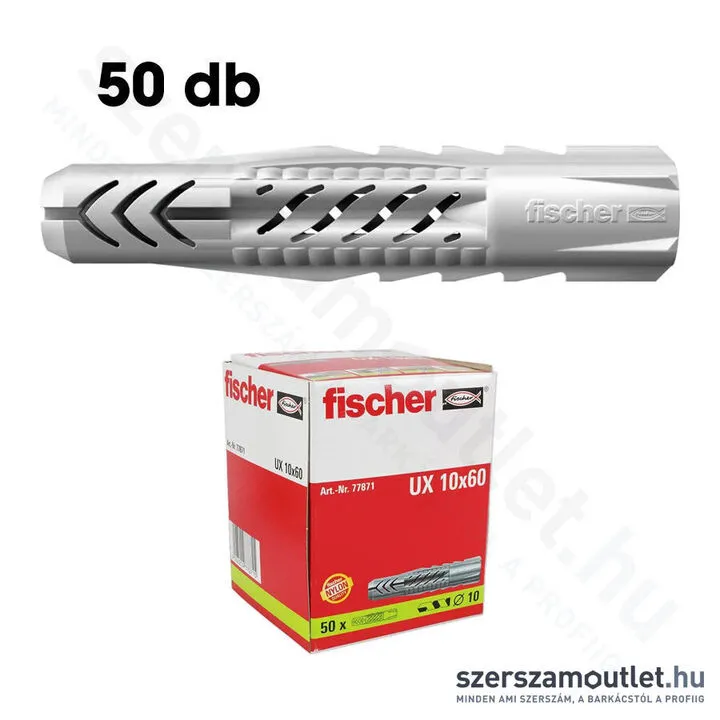 FISCHER UX Univerzális műanyag dübel perem nélkül 10x60mm [50db/doboz] (77871)