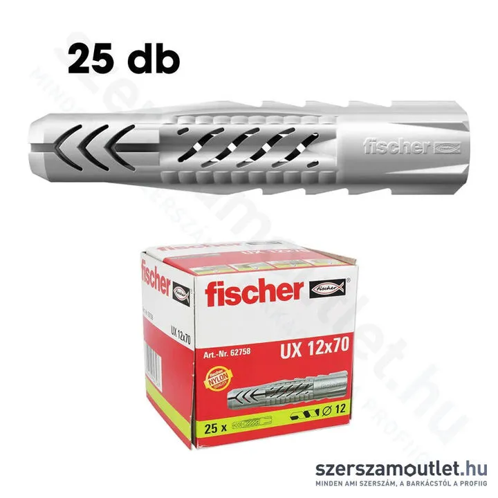 FISCHER UX Univerzális műanyag dübel perem nélkül 12x70mm [25db/doboz] (62758)