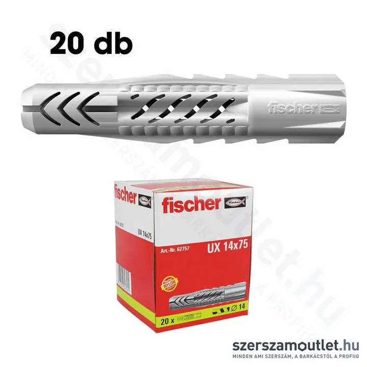 FISCHER UX Univerzális műanyag dübel perem nélkül 14x75mm [20db/doboz] (62757)