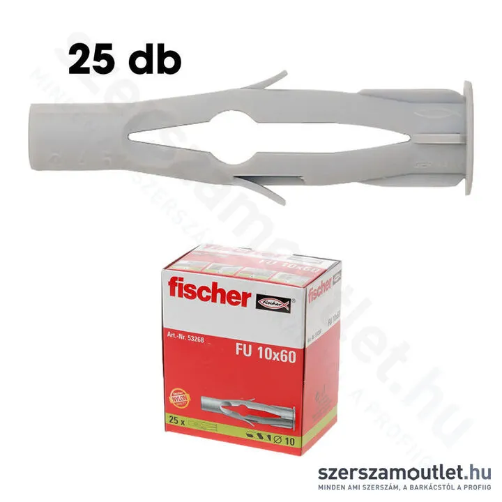 FISCHER FU Univerzális műanyag dübel 10x60mm [25db/doboz] csavar nélkül (53268)