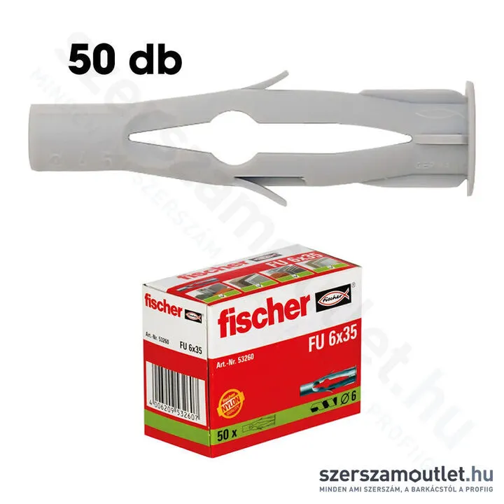 FISCHER FU Univerzális műanyag dübel 6x35mm [50db/doboz] csavar nélkül (53260)