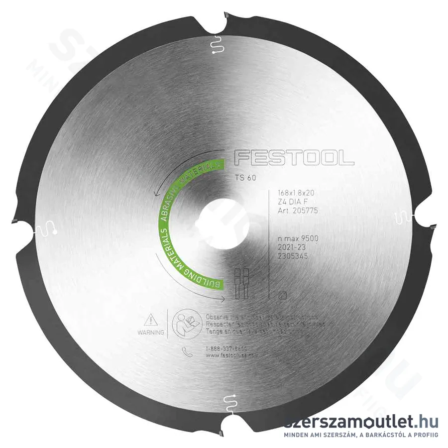 FESTOOL ABRASIVE MATERIALS DIA Gyémánt körfűrészlap F4 168x1,8x20mm