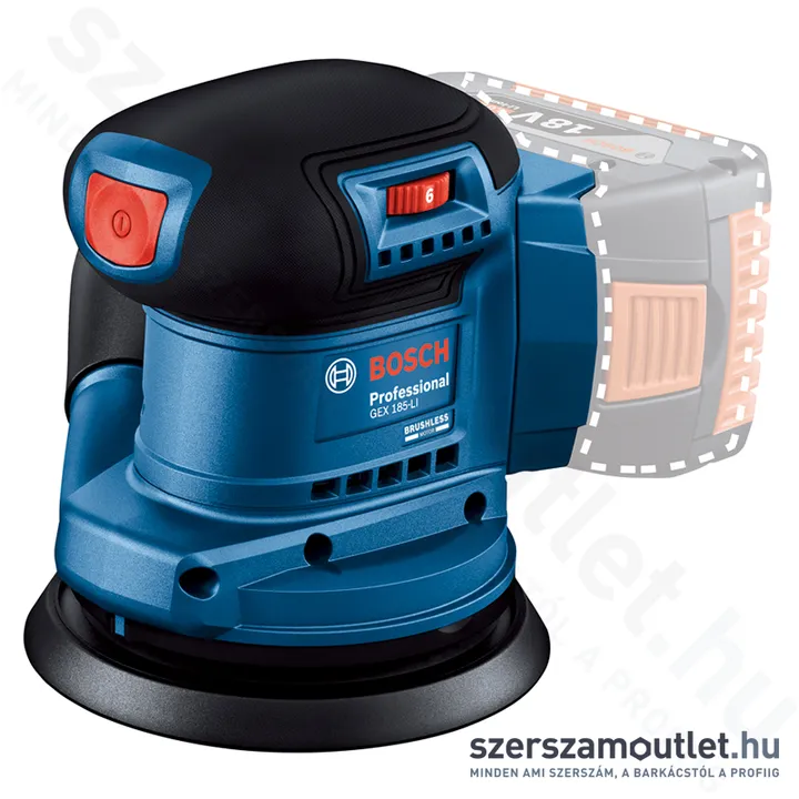 BOSCH GEX 185-LI Akkus excentercsiszoló szénkefementes (18V/125mm) (Akku és töltő nélkül!)