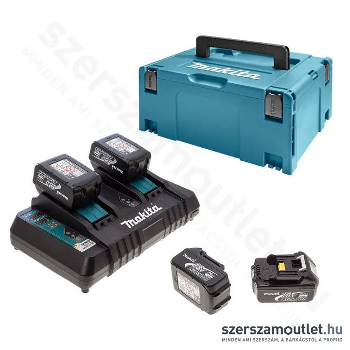 MAKITA Akku szett 4db BL1830B 3,0Ah 18V + DC18RD dupla töltő + MAKPAC koffer