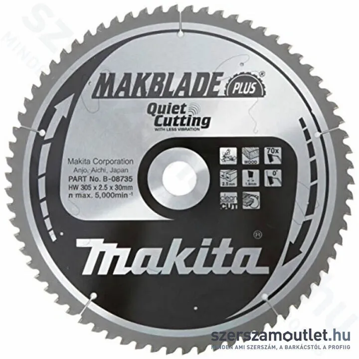 MAKITA MAKBLADE PLUS Körfűrésztárcsa 255/30 mm Z72 (B-08763)