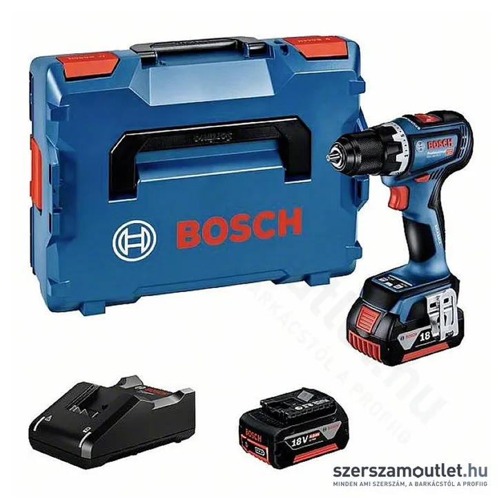 BOSCH GSR 18V-90 C Akkus szénkefementes fúró-csavarozó+L-Boxx 18V (2x4,0Ah akku) (06019K6003)