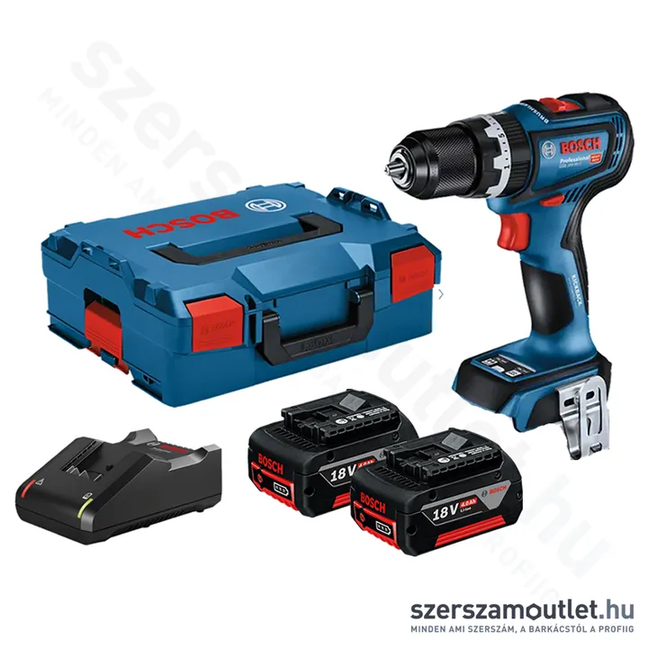 BOSCH GSB 18V-90 C Akkus szénkefementes fúró-csavarozó 18V+L-Boxx(2x4,0Ah akku) (06019K6103)