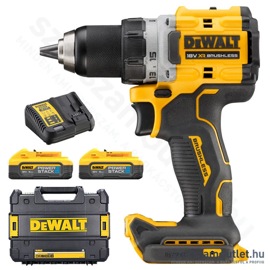 DEWALT DCD800H2T-QW Akkus fúrócsavarozó TStak kofferben (90Nm, 2xPowerStack™5,0Ah)