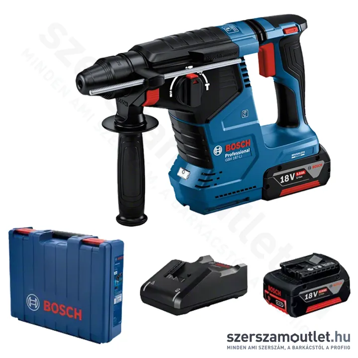 BOSCH GBH 187-LI SDS-Plus Akkus szénkefementes fúrókalapács + koffer (2x5,0Ah+GAL 1880 töltő)