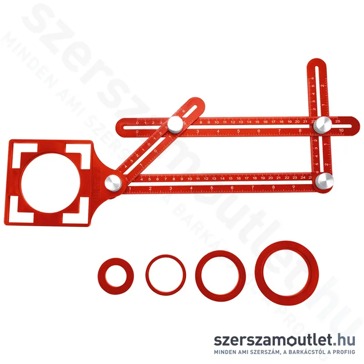 EXTOL Négyoldalú vonalzó (szögmásoló, szögsablon) 250x120mm