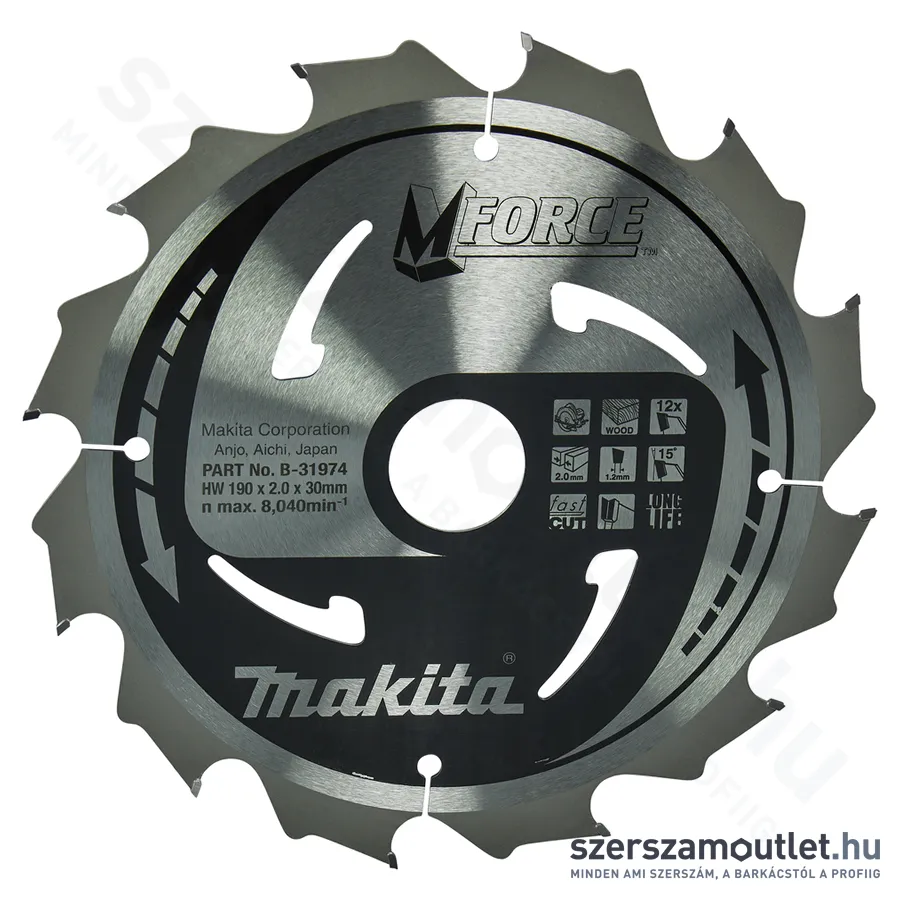 MAKITA M-FORCE Körfűrésztárcsa 190x30mm Z12 (B-31974)