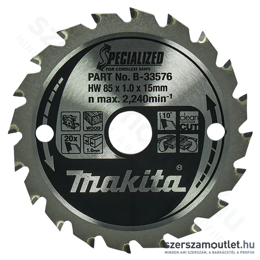 MAKITA SPECIALIZED Körfűrésztárcsa FA 85x15mm Z20 (B-33576)