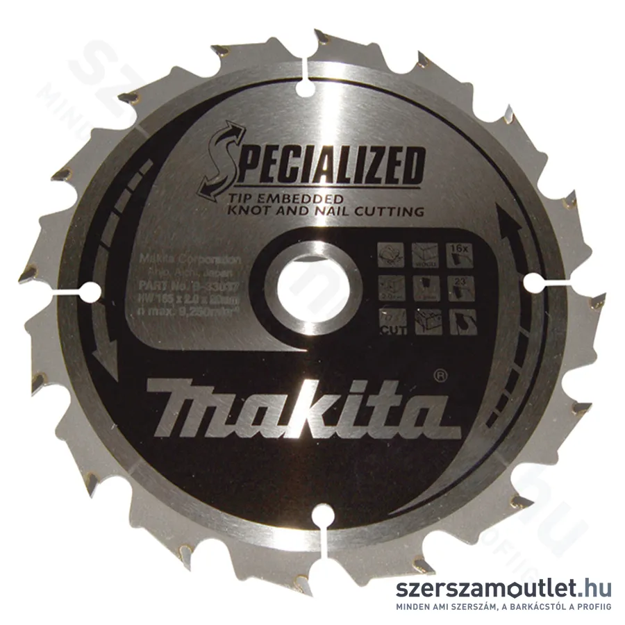 MAKITA SPECIALIZED Körfűrésztárcsa merülő fűrészhez CSOMÓSFA 165x20 Z16 (B-33037)