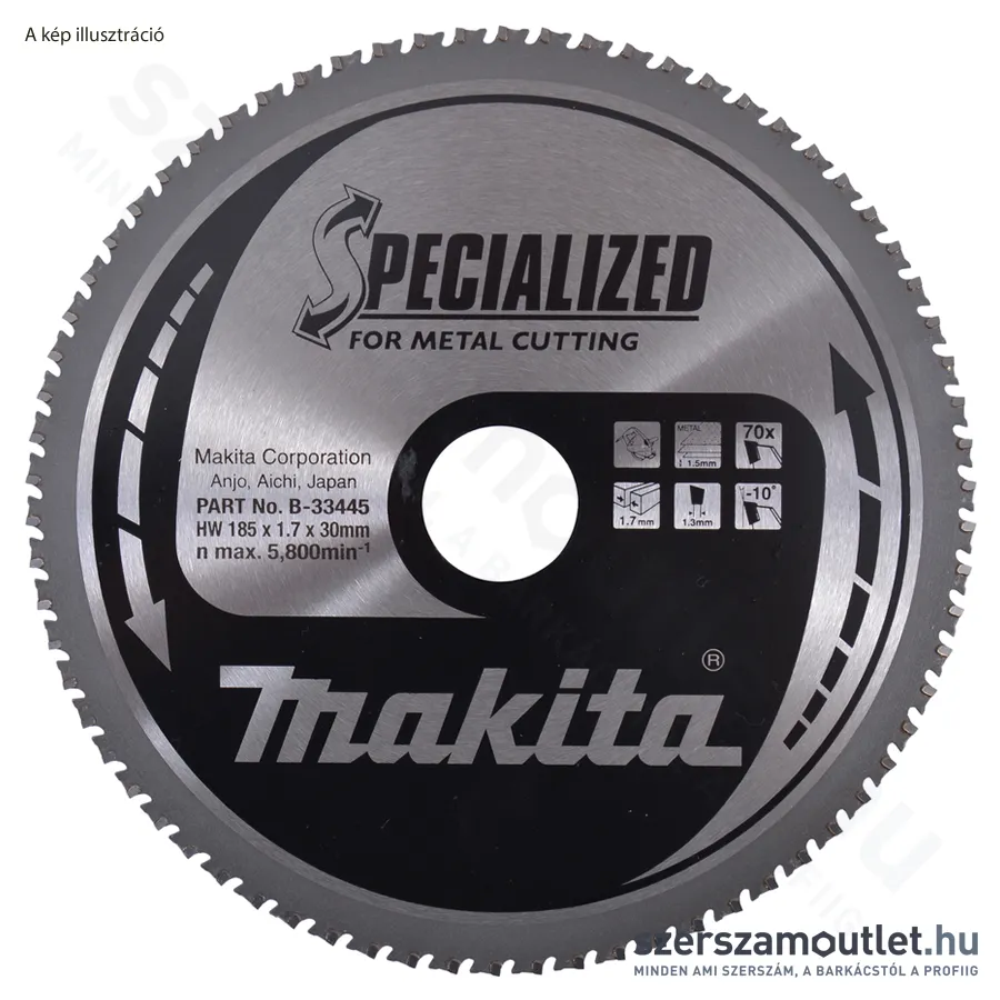 MAKITA SPECIALIZED Körfűrésztárcsa FÉM 185x30mm Z70