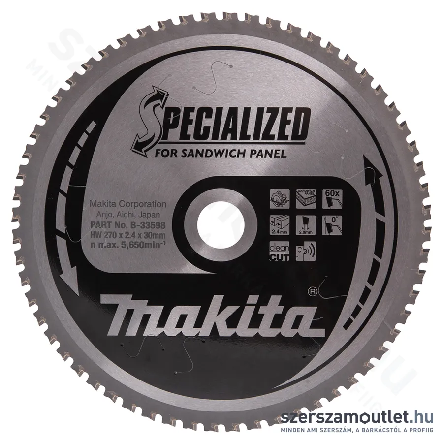 MAKITA SPECIALIZED Körfésztárcsa fémvágóhoz SZENDVICSPANEL 270x30mm Z60 (B-33598)