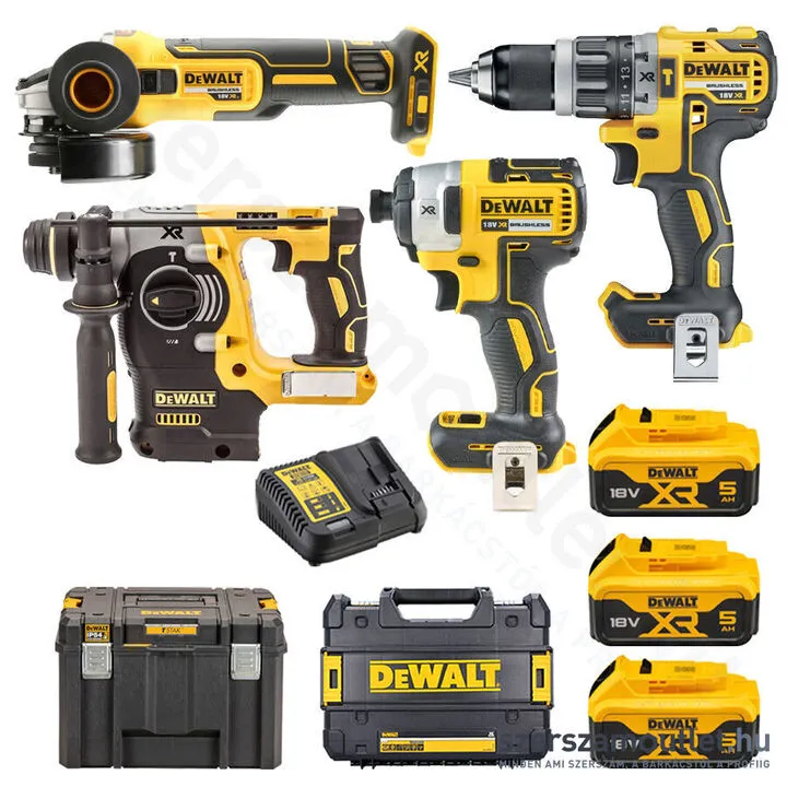 DEWALT DCK422P3T-QW Gépcsomag 4db-os TSTAK kofferben (3x5,0Ah akku+töltő)