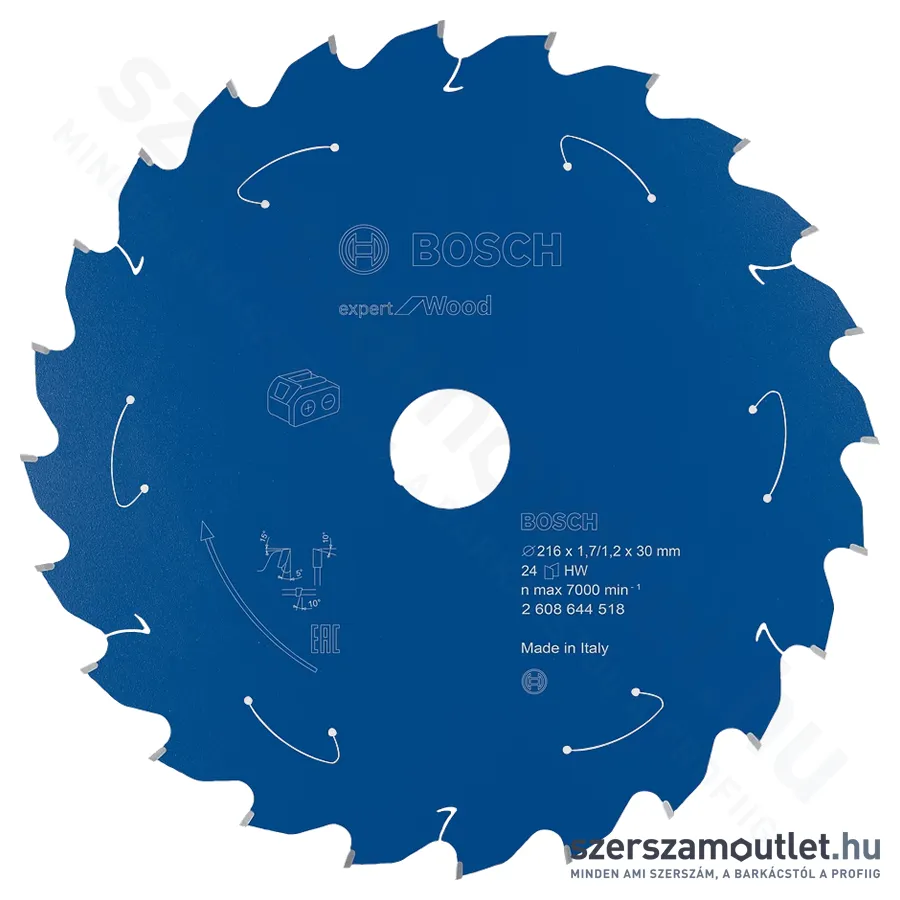 BOSCH Expert for Wood körfűrészlap akkumulátoros körfűrészekhez 216x1,7mm T24 (2608644518)