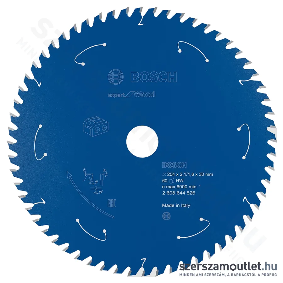 BOSCH EXPERT for Wood körfűrészlap akkumulátoros körfűrészekhez 254x2,1mm T60 (2608644526)