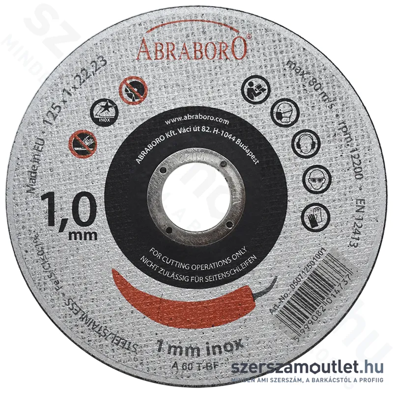 ABRABORO CHILI Vágókorong inox (fémhez) 125x1mm (050712501001)