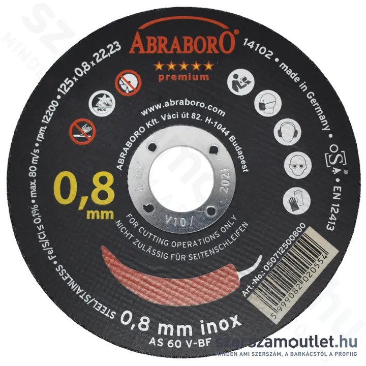 ABRABORO CHILI INOX GOLD EDITION Vágókorong (fémhez) 125x0,8mm (050712500800)