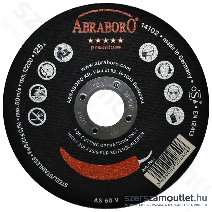 ABRABORO CHILI INOX PREMIUM (BLACK) Vágókorong (fémhez) 125x1,6mm (050712501004)