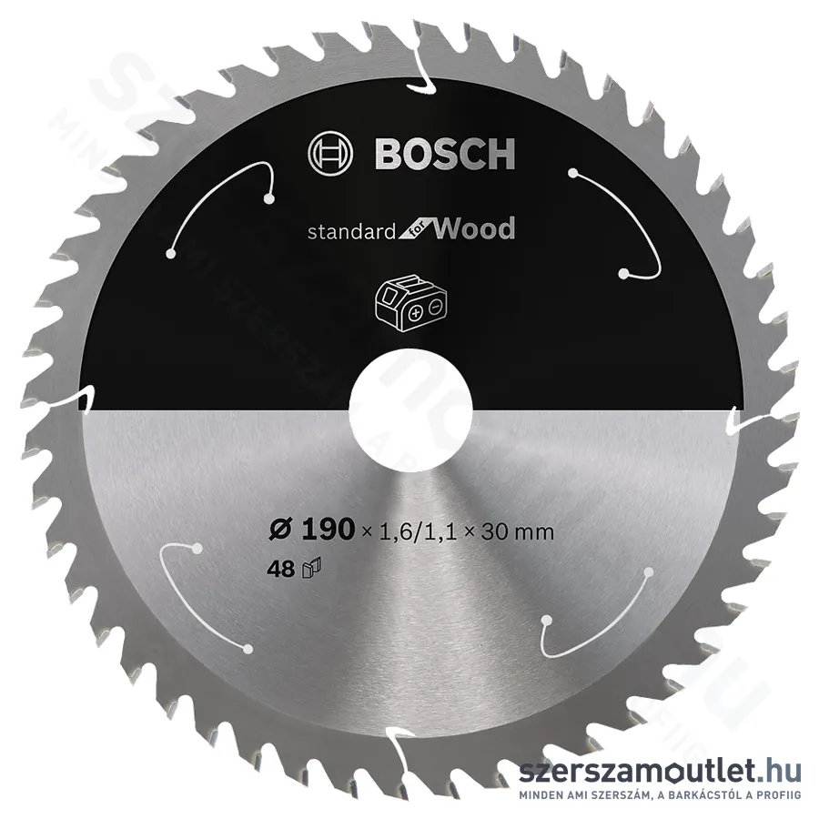BOSCH Standard for Wood körfűrészlap akkumulátoros körfűrészekhez 190x1,6mm T48 (2608837710)