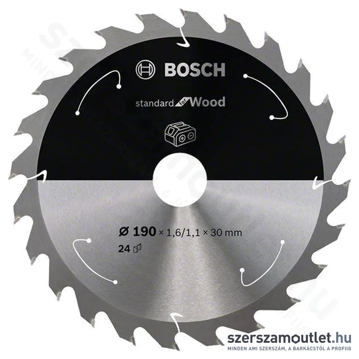 BOSCH Standard for Wood körfűrészlap akkumulátoros körfűrészekhez 190x1,6mm T24 (2608837708)